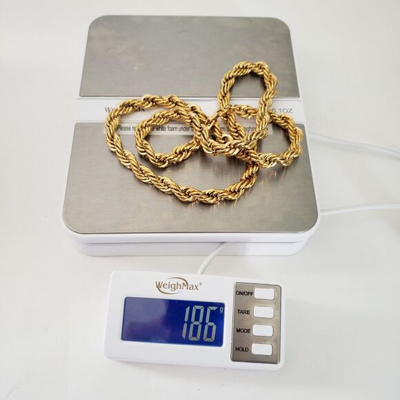 Vtg Napier Gold Tone 30" Twisted Rope Chain Necklace Signed Heavy Chunky Thick - Picture 6 of 6